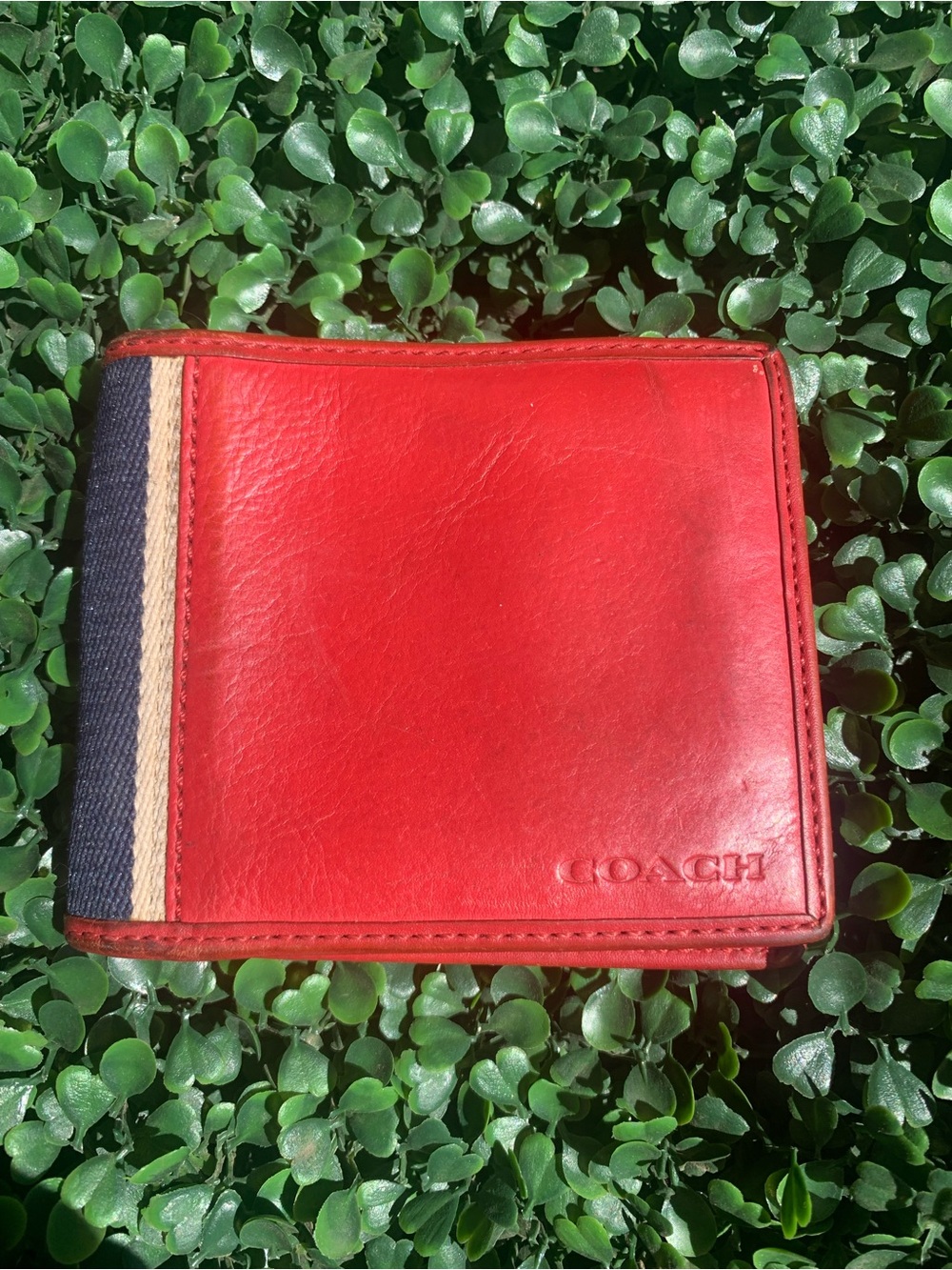 Very cool Vintage 90s Y2K Coach red white & blue nautical leather wallet